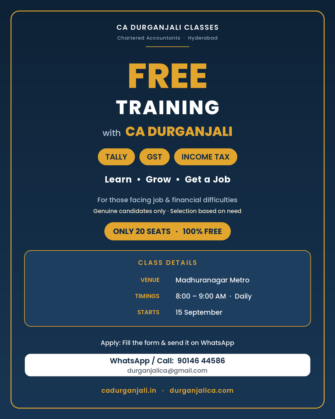 Free Training with CA Durganjali 